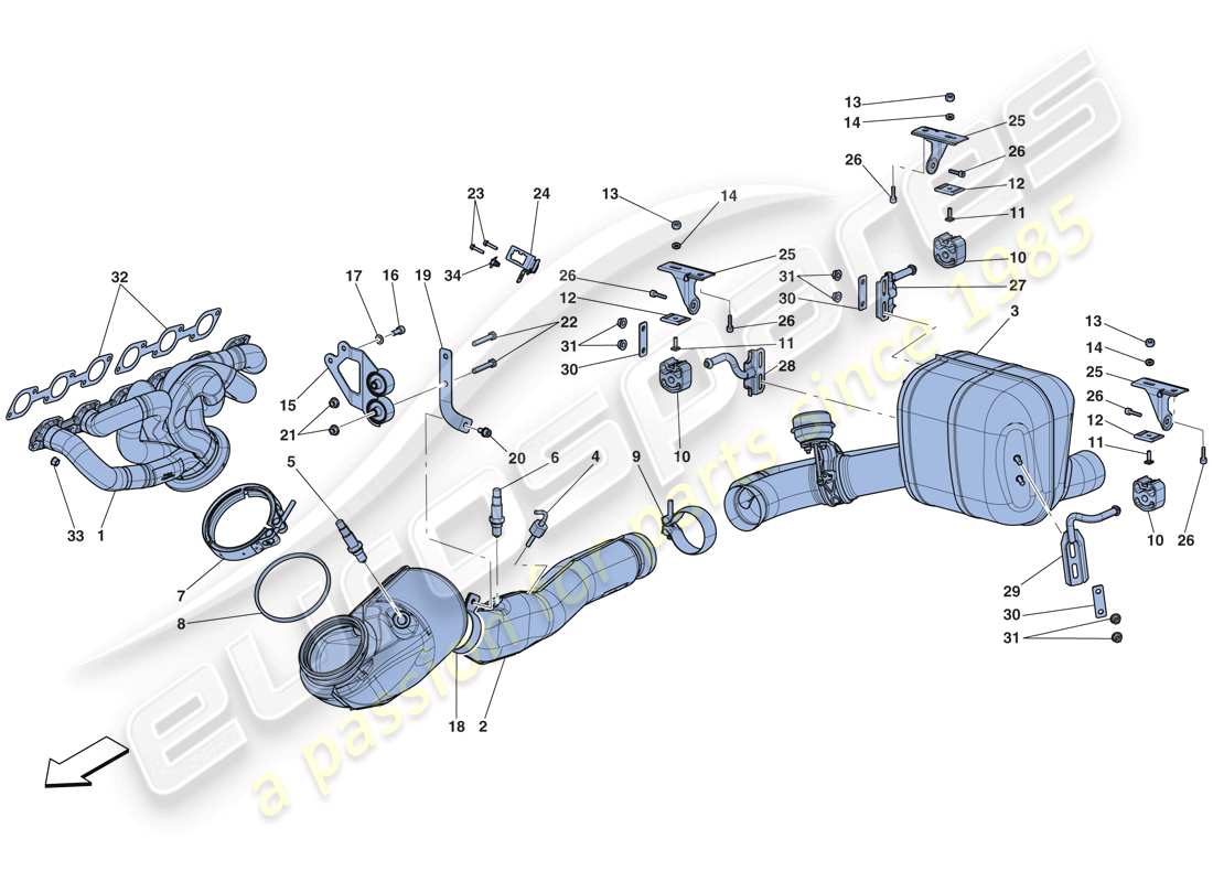 ferrari laferrari aperta (europe) système d'échappement schéma des pièces