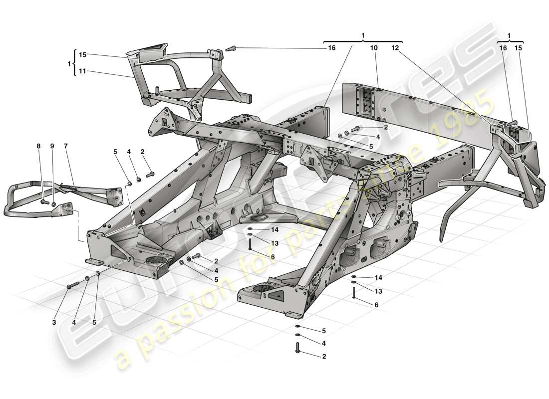 ferrari laferrari (europe) schéma des pièces du sous-châssis arrière