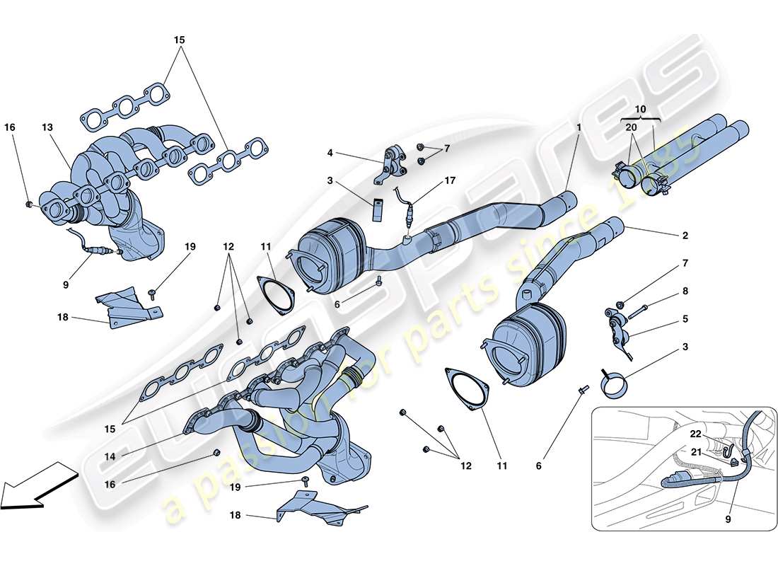 ferrari ff (europe) convertisseurs précatalytiques et convertisseurs catalytiques schéma des pièces