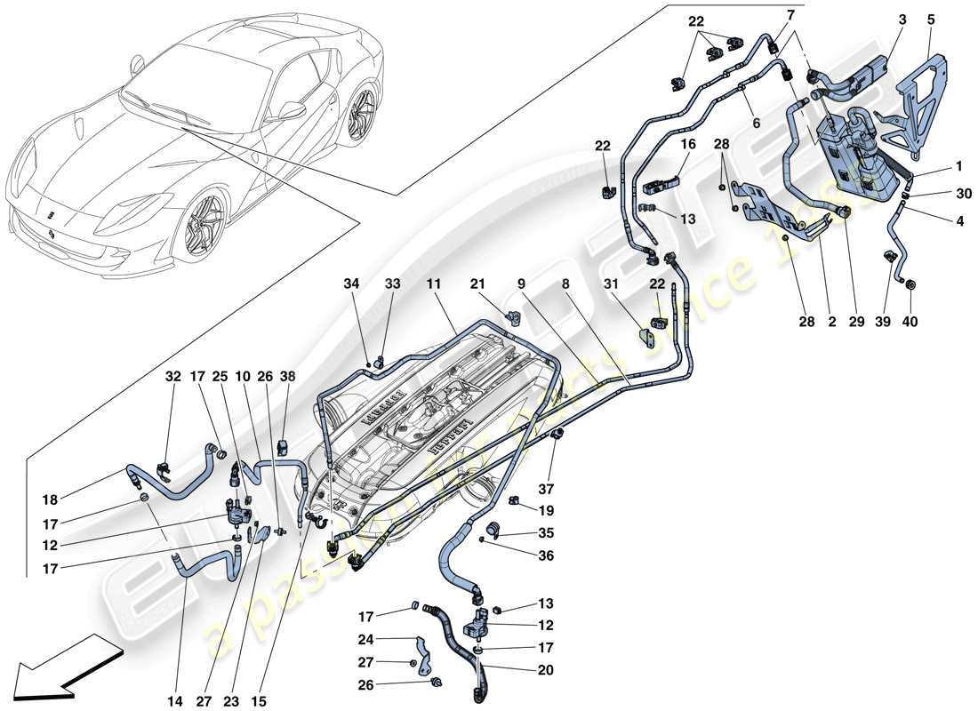 ferrari 812 superfast (usa) système de contrôle des émissions par évaporation diagramme des pièces