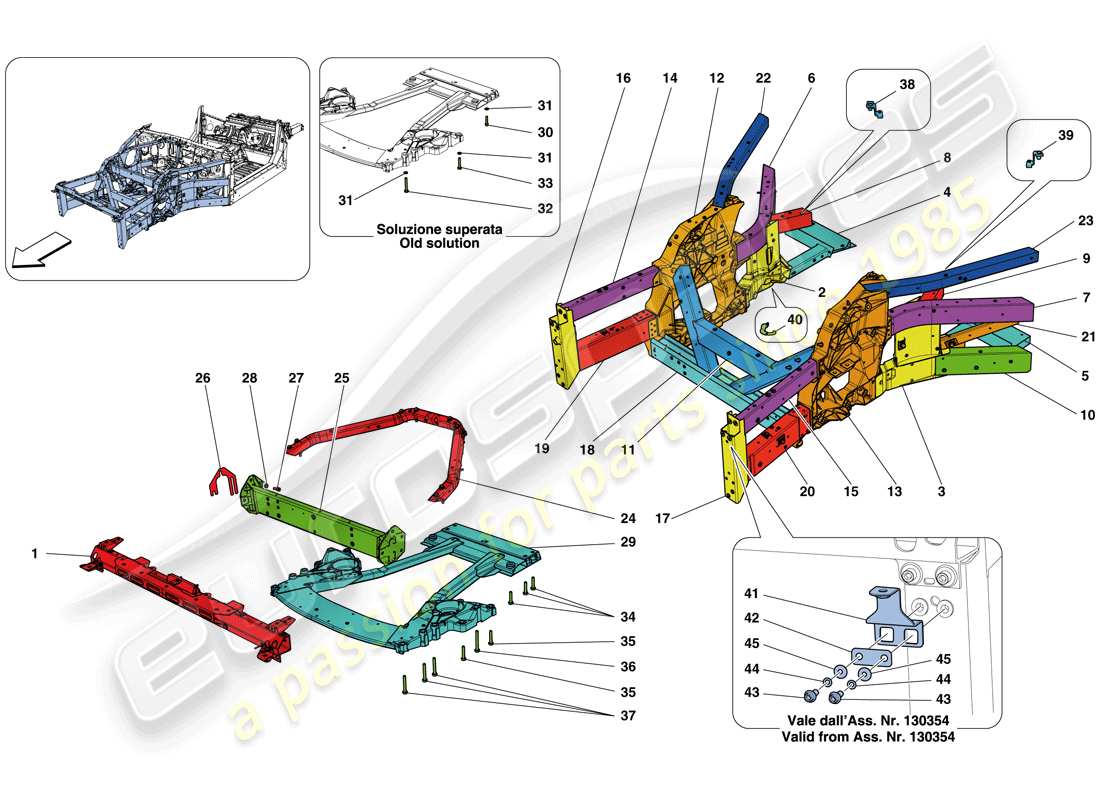 ferrari california t (europe) structures et éléments, avant du véhicule schéma des pièces