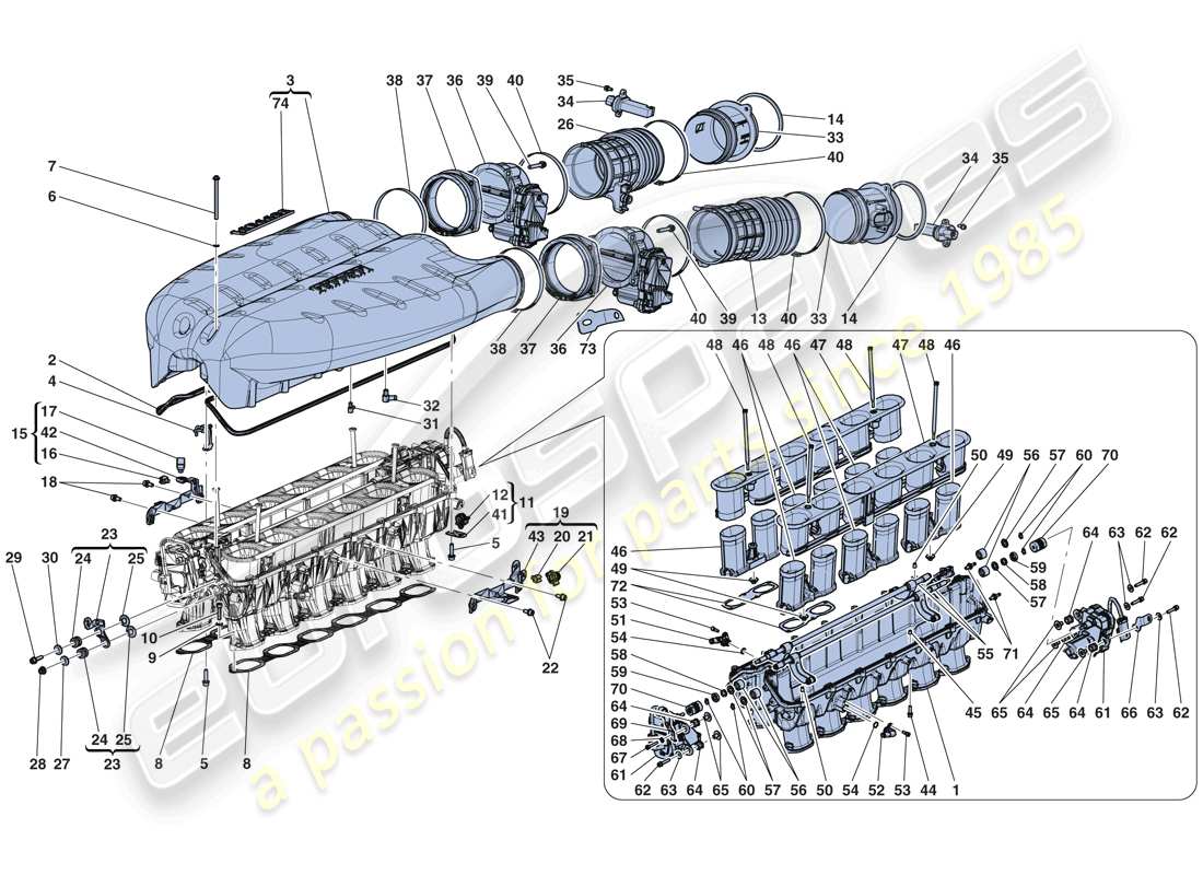 ferrari laferrari aperta (europe) collecteur d'admission schéma des pièces