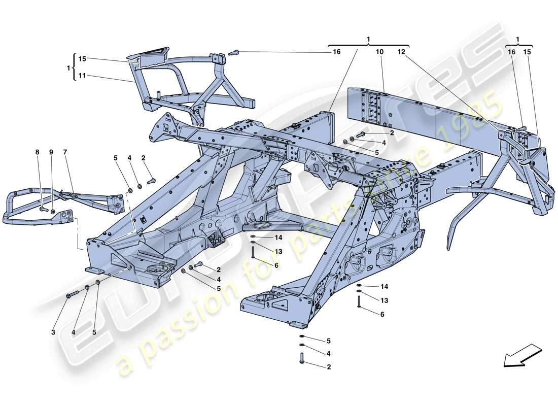 ferrari laferrari aperta (europe) schéma des pièces du sous-châssis arrière