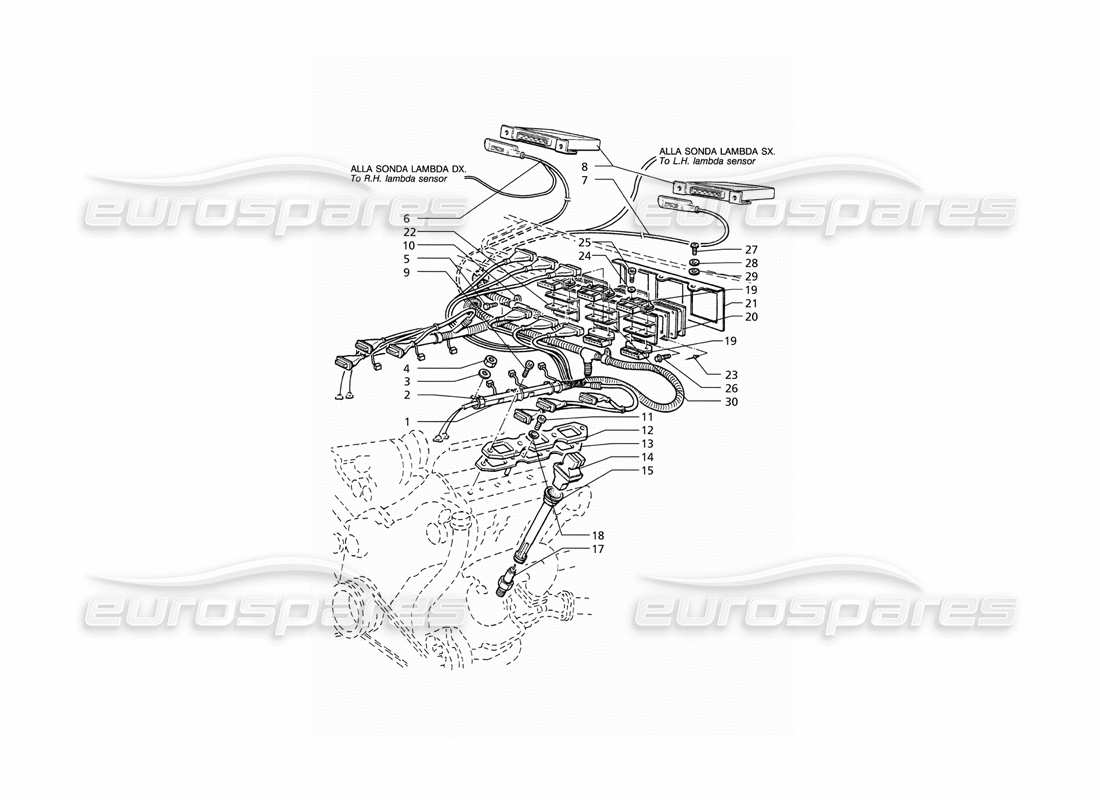 maserati qtp v6 (1996) système d'allumage (lhd) schéma des pièces