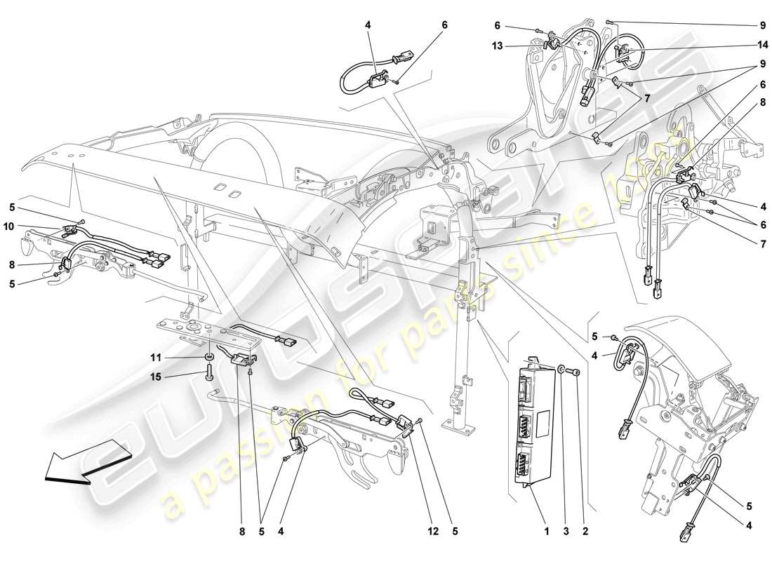 ferrari f430 scuderia (rhd) microcommutateur de toit et ecu - schéma des pièces