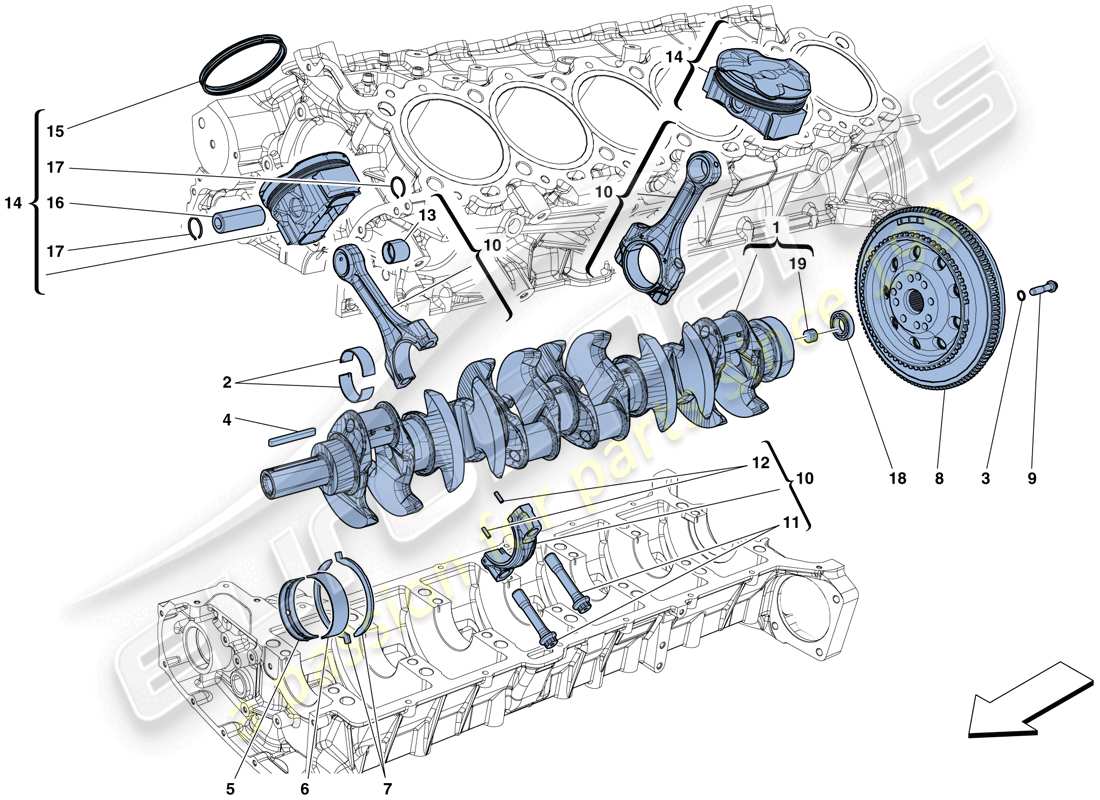 ferrari f12 berlinetta (usa) vilebrequin - bielles et pistons schéma des pièces