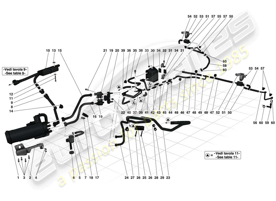 ferrari laferrari (europe) système de contrôle des émissions par évaporation schéma des pièces