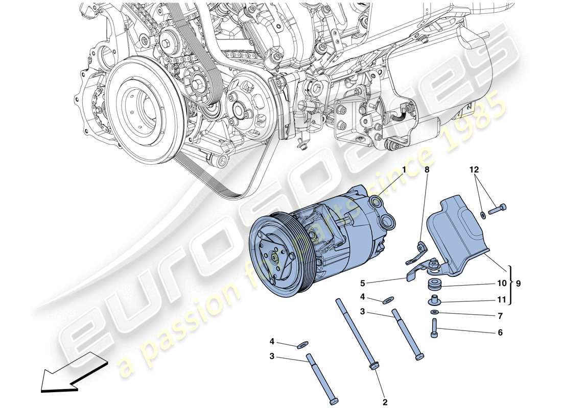 ferrari 458 italia (rhd) compresseur du système ac schéma des pièces