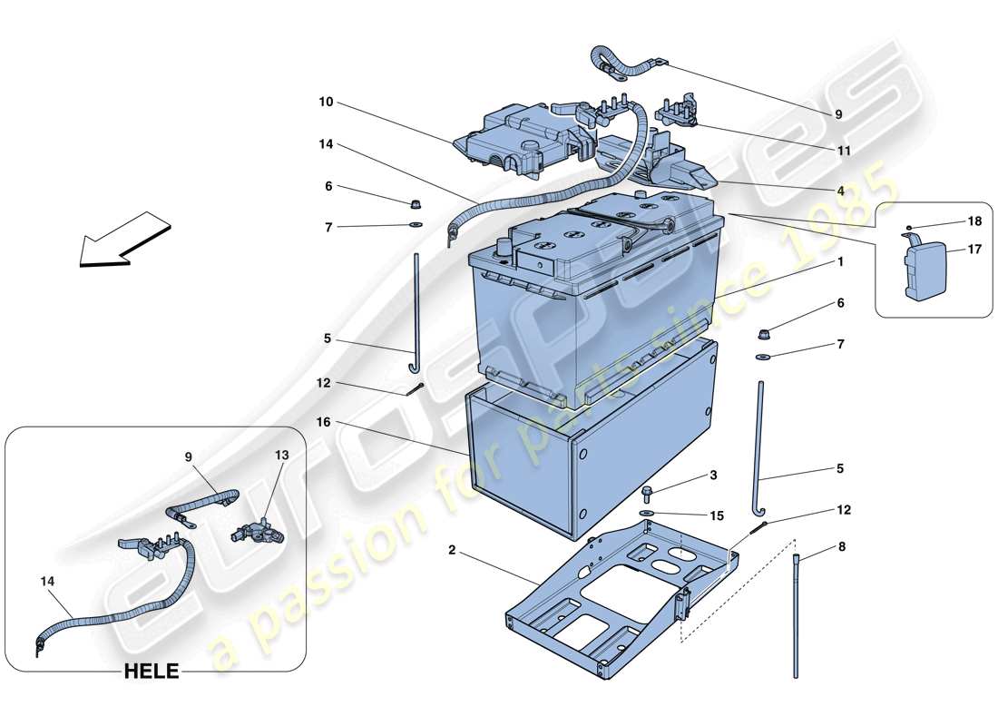 ferrari f12 tdf (europe) diagramme des pièces de la batterie