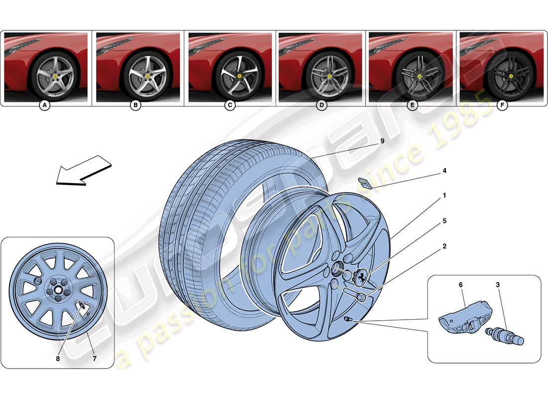 ferrari ff (europe) roues schéma des pièces