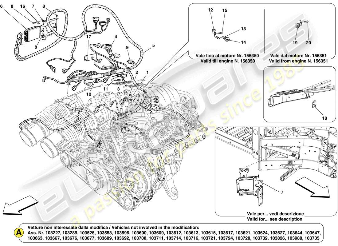 ferrari california (rhd) système d'injection main droite - allumage schéma des pièces