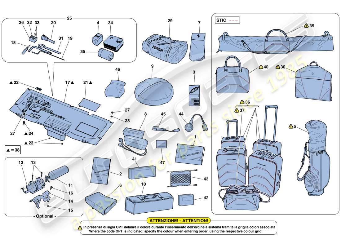 ferrari gtc4 lusso (usa) outils et accessoires fournis avec le véhicule schéma des pièces