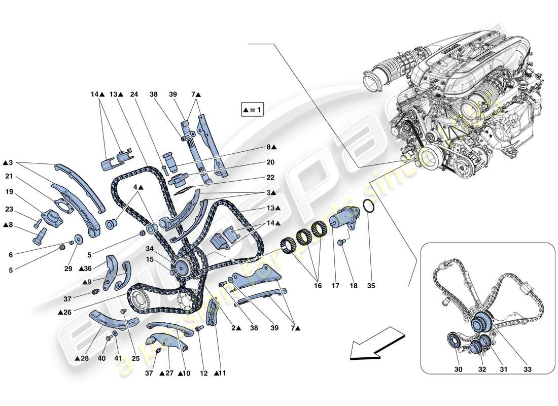 ferrari 812 superfast (usa) système de distribution - schéma des pièces d'entraînement
