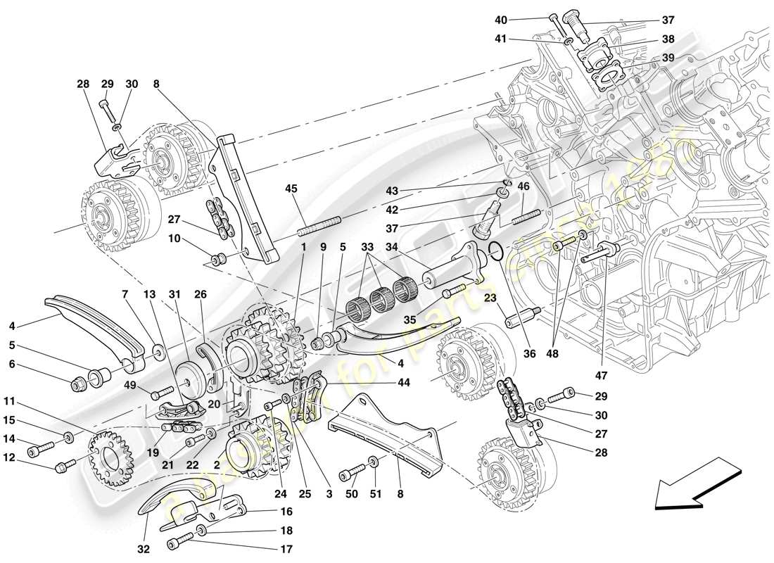 ferrari 599 sa aperta (europe) système de distribution - schéma des pièces d'entraînement