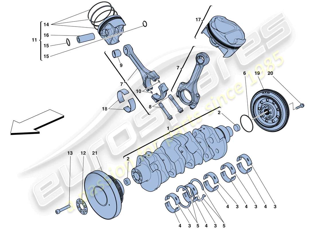 ferrari 488 spider (rhd) vilebrequin - bielles et pistons schéma des pièces