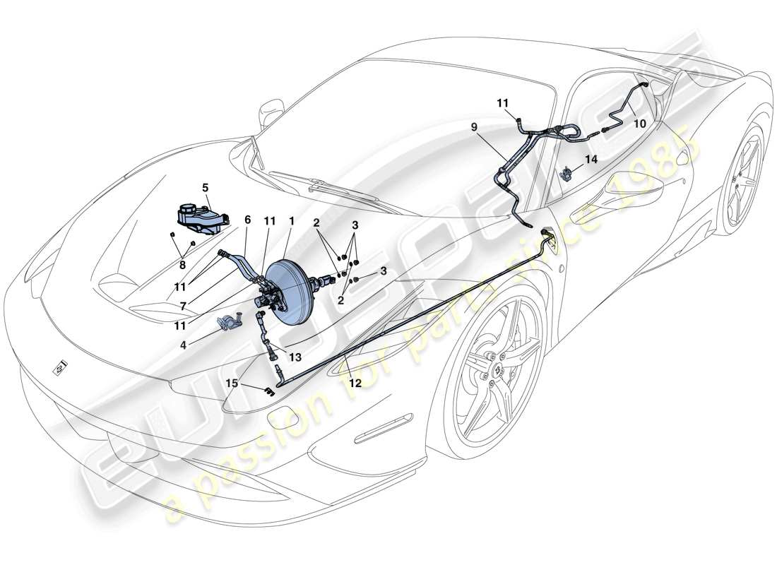 ferrari 458 speciale (usa) système de frein servo schéma des pièces
