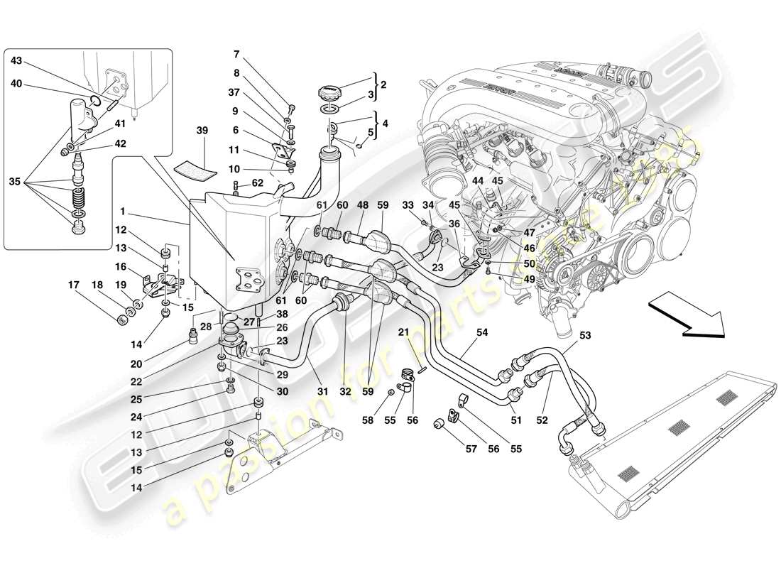 ferrari 599 sa aperta (europe) système de lubrification - réservoir schéma des pièces