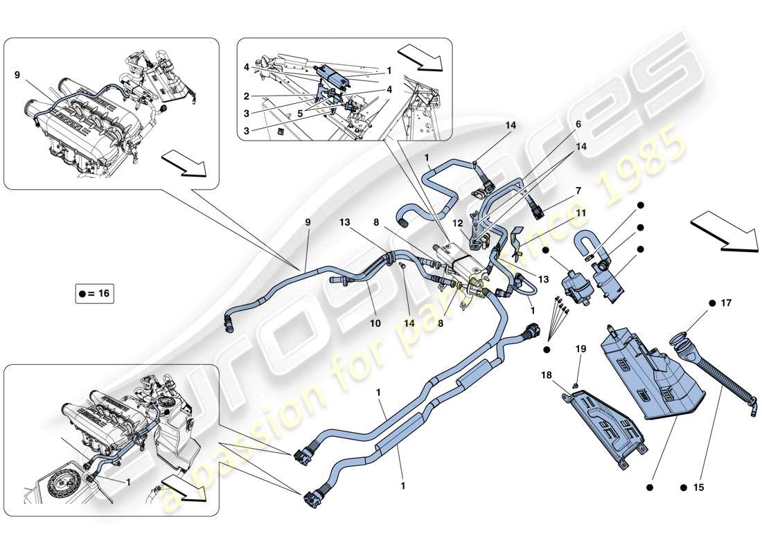 ferrari 458 speciale (usa) système de contrôle des émissions par évaporation diagramme des pièces