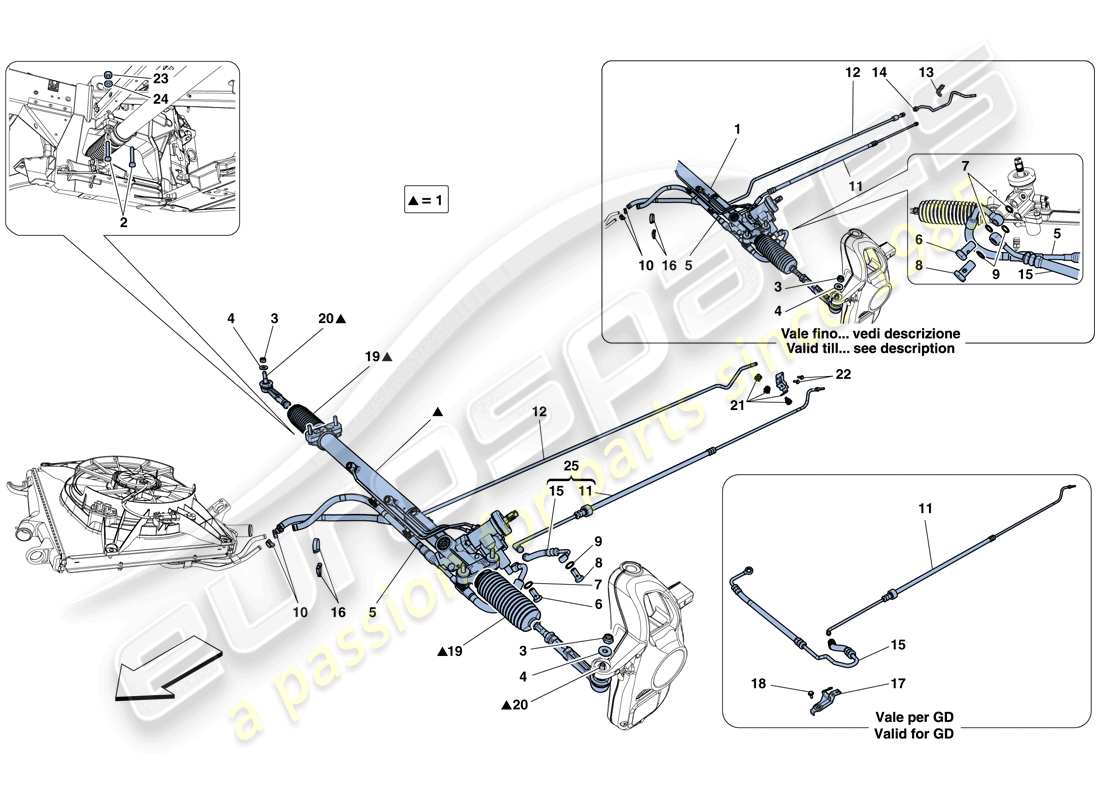 ferrari 458 italia (rhd) boîte de direction assistée hydraulique schéma des pièces