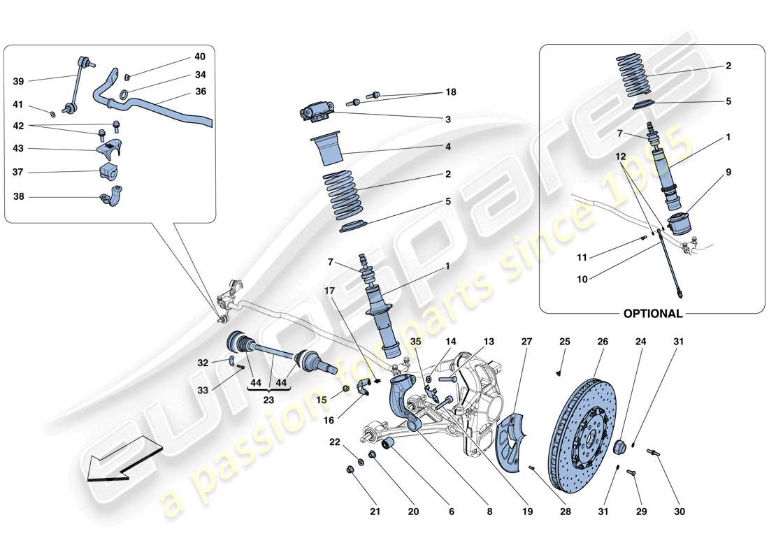ferrari gtc4 lusso (europe) suspension avant - amortisseur et disque de frein schéma des pièces