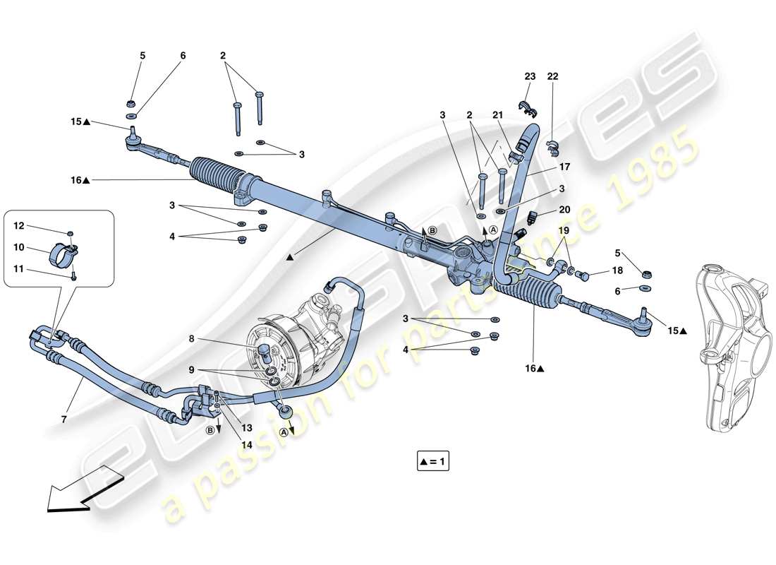 ferrari gtc4 lusso (europe) boîte de direction assistée hydraulique schéma des pièces