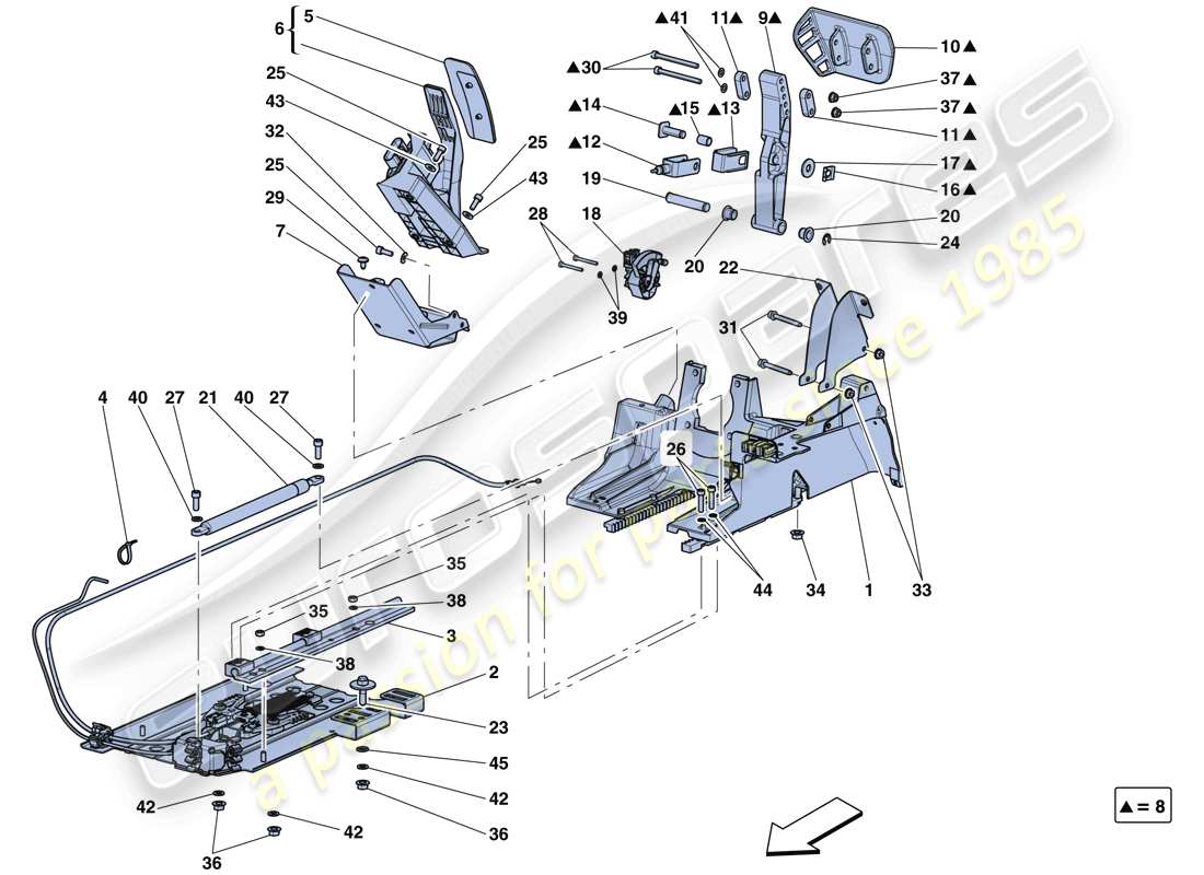 ferrari laferrari aperta (usa) diagramme des pièces du pedal board