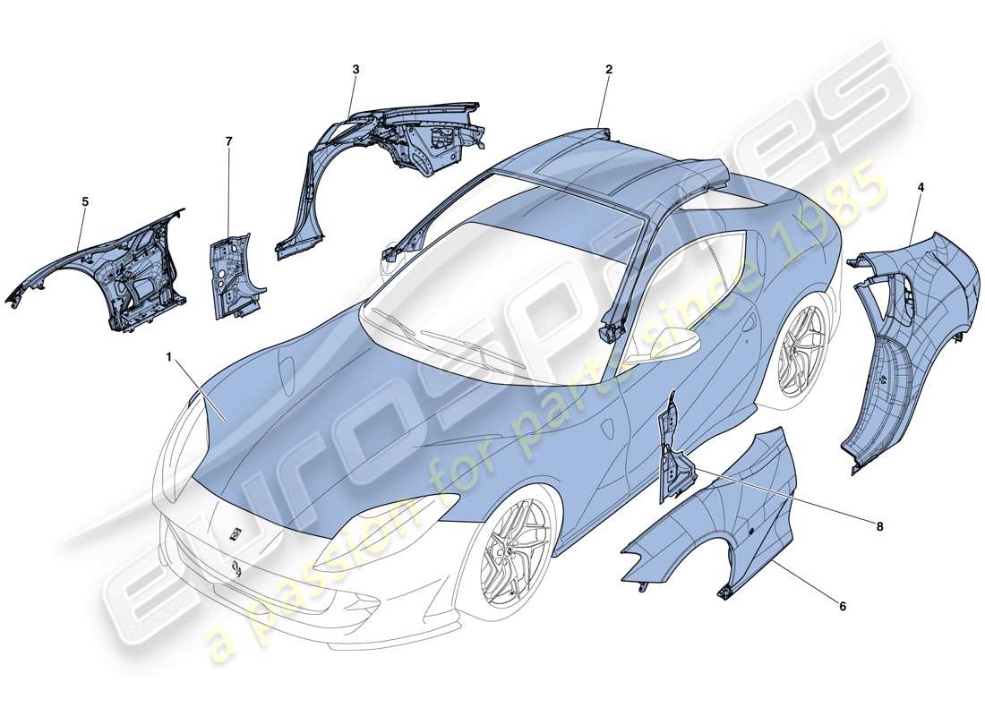 ferrari 812 superfast (usa) carrosserie - garniture extérieure schéma des pièces