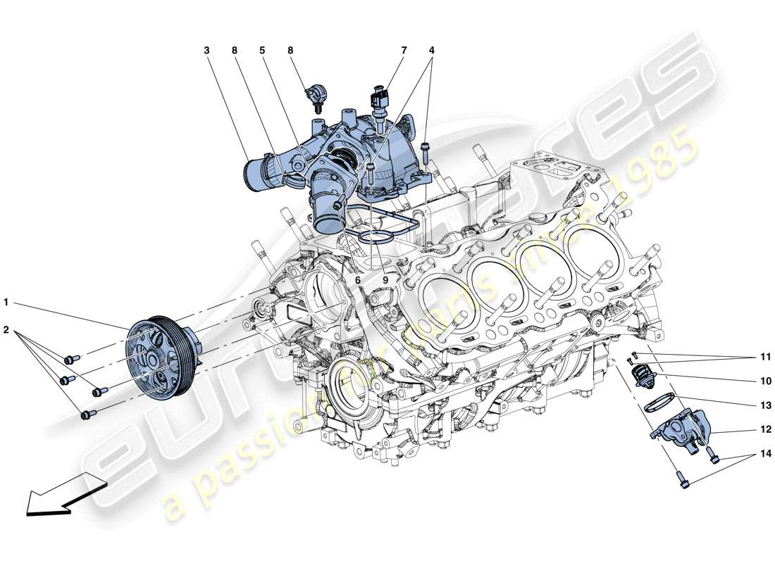 ferrari 488 spider (usa) refroidissement - pompe à eau schéma des pièces