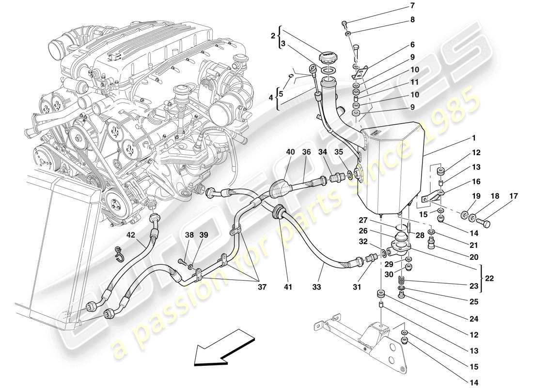 ferrari 612 sessanta (europe) système de lubrification - réservoir schéma des pièces