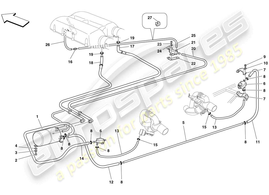 ferrari f430 scuderia (europe) système d'actionneur pneumatique schéma des pièces