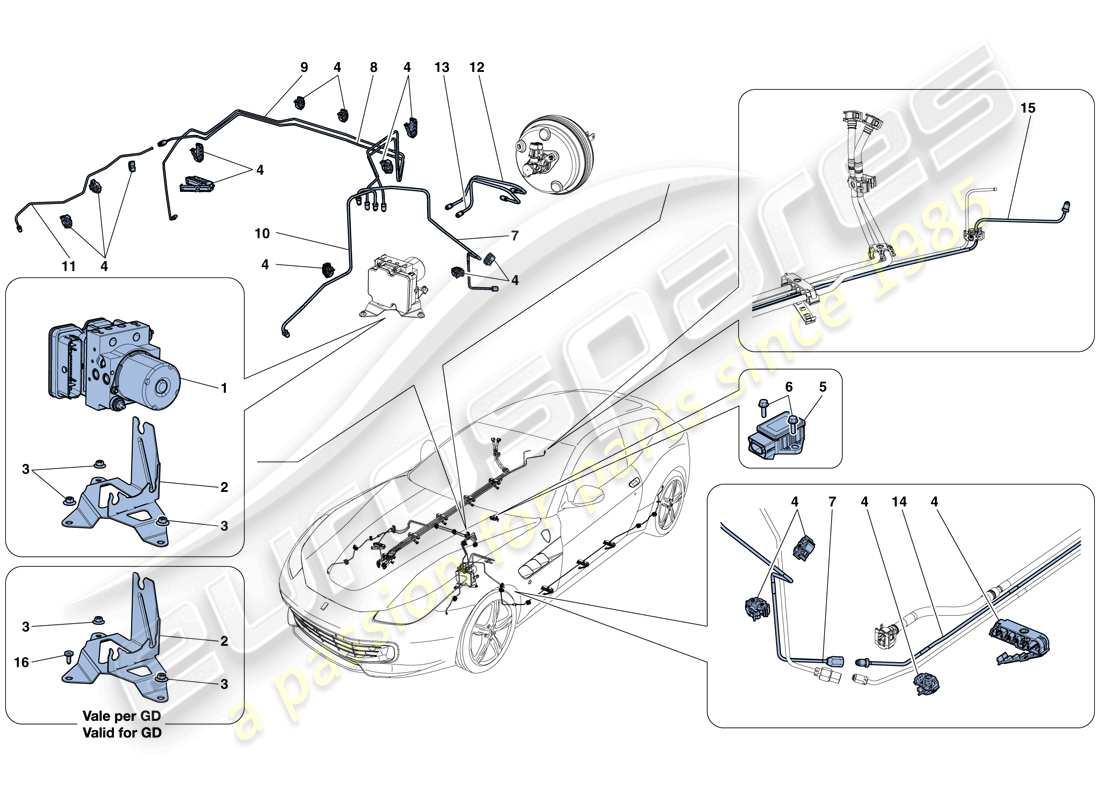 ferrari gtc4 lusso (europe) système de freinage schéma des pièces