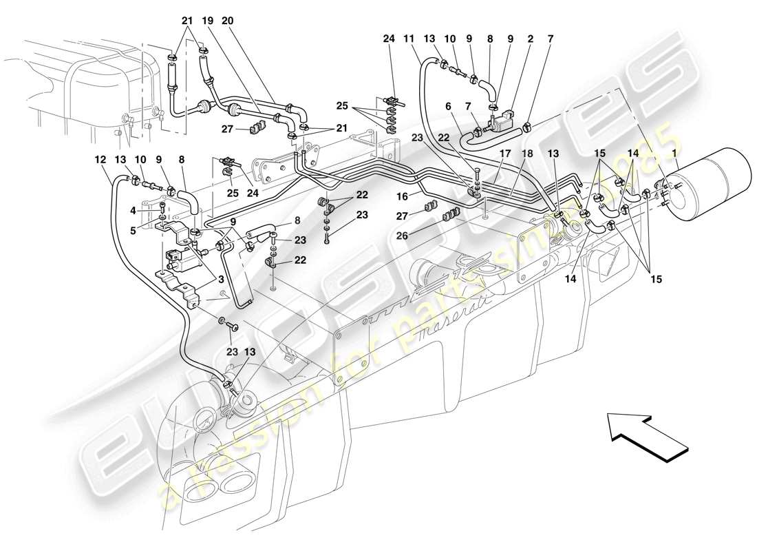 maserati mc12 schéma des pièces du système d'actionneur pneumatique