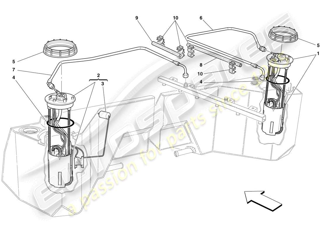 maserati mc12 pompes à carburant et tuyaux schéma des pièces