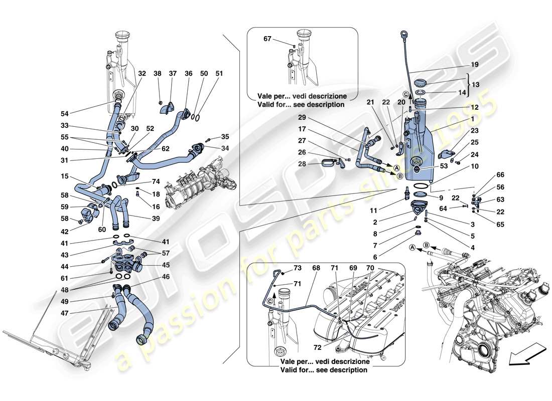 ferrari gtc4 lusso (rhd) système de lubrification : réservoir schéma des pièces