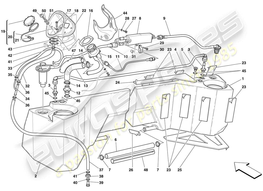 maserati mc12 réservoirs de carburant et syndicat schéma des pièces