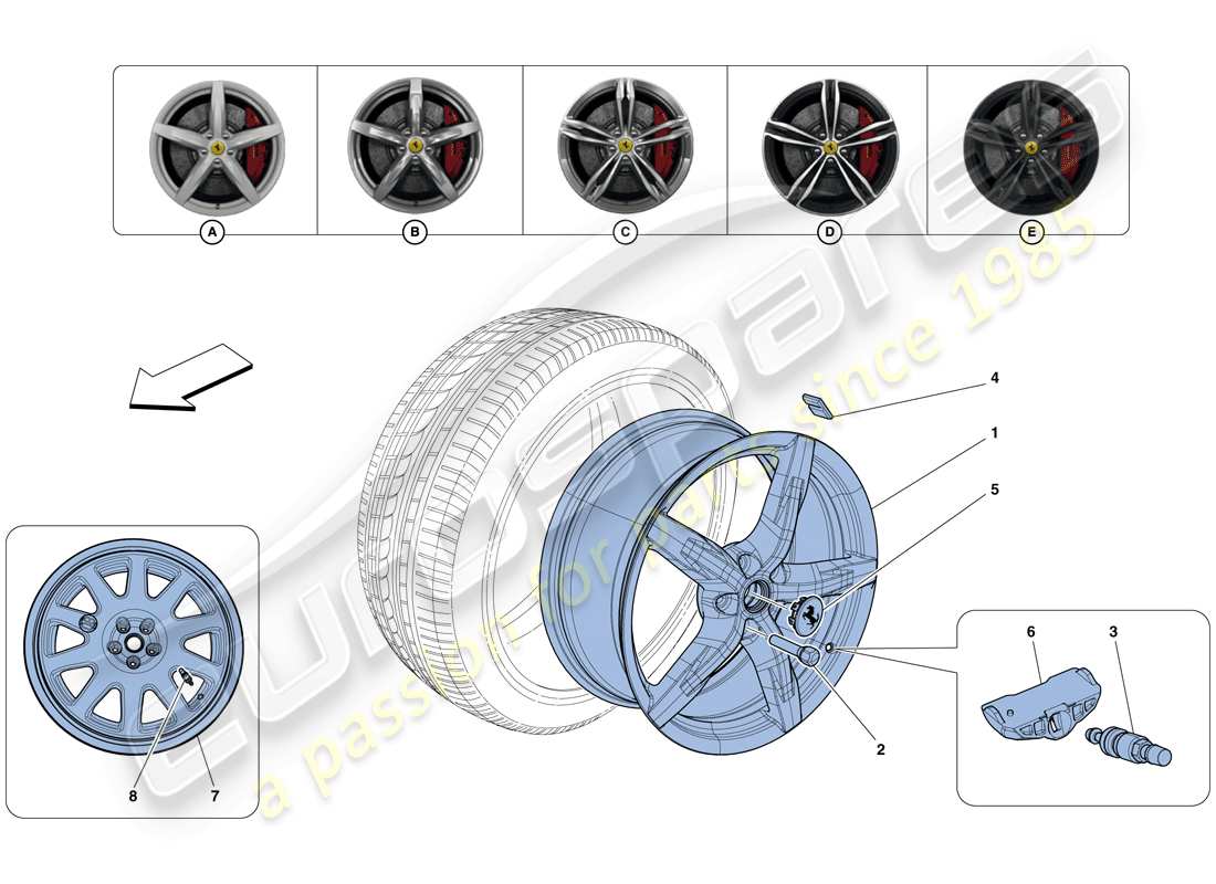 ferrari gtc4 lusso (europe) roues schéma des pièces