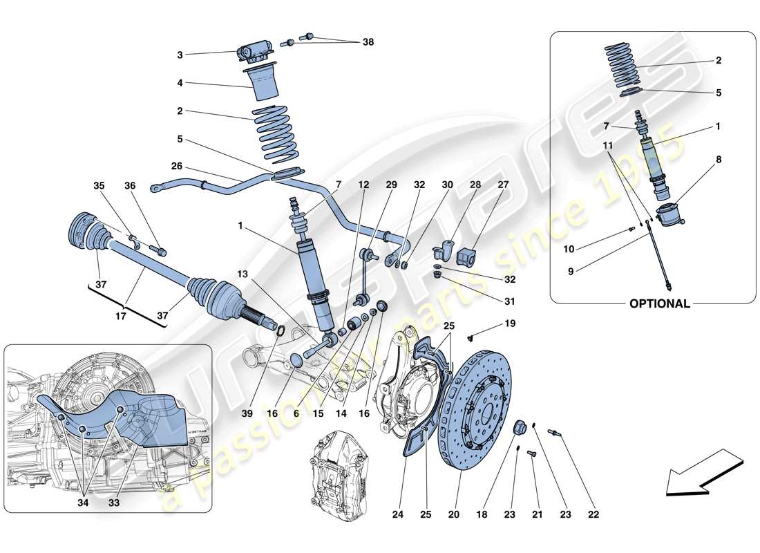 ferrari gtc4 lusso (europe) suspension arrière - amortisseur et disque de frein schéma des pièces