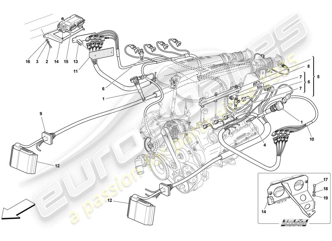 ferrari f430 scuderia (rhd) injection - système d'allumage schéma des pièces