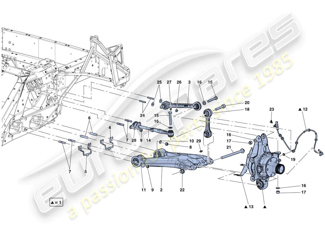 ferrari laferrari aperta (usa) suspension arrière - bras - schéma des pièces