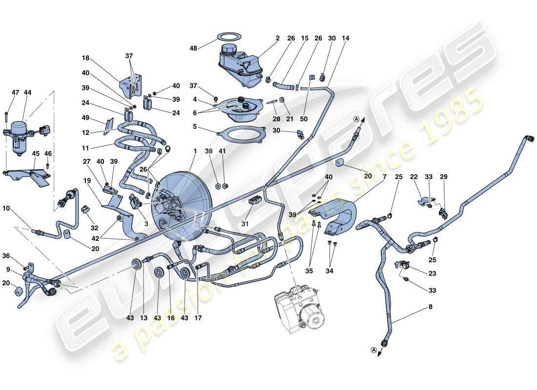 ferrari laferrari aperta (usa) commandes de frein hydrauliques et système de freinage puissé schéma des pièces
