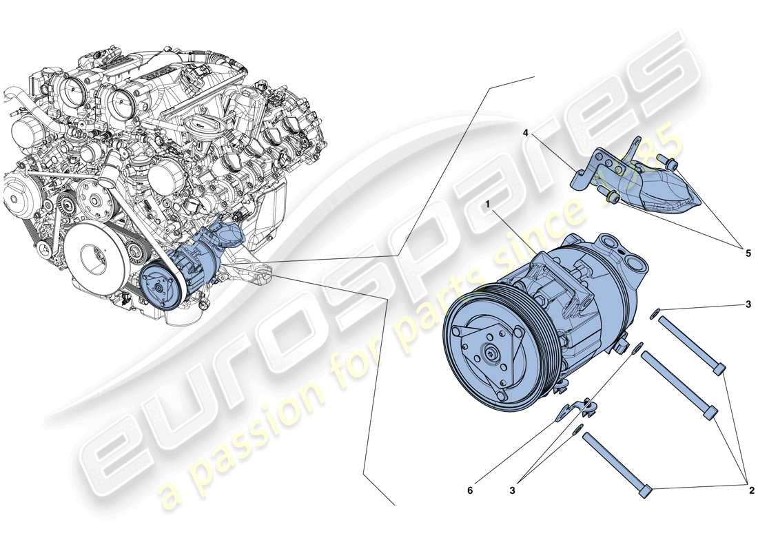 ferrari california t (rhd) compresseur du système ac schéma des pièces