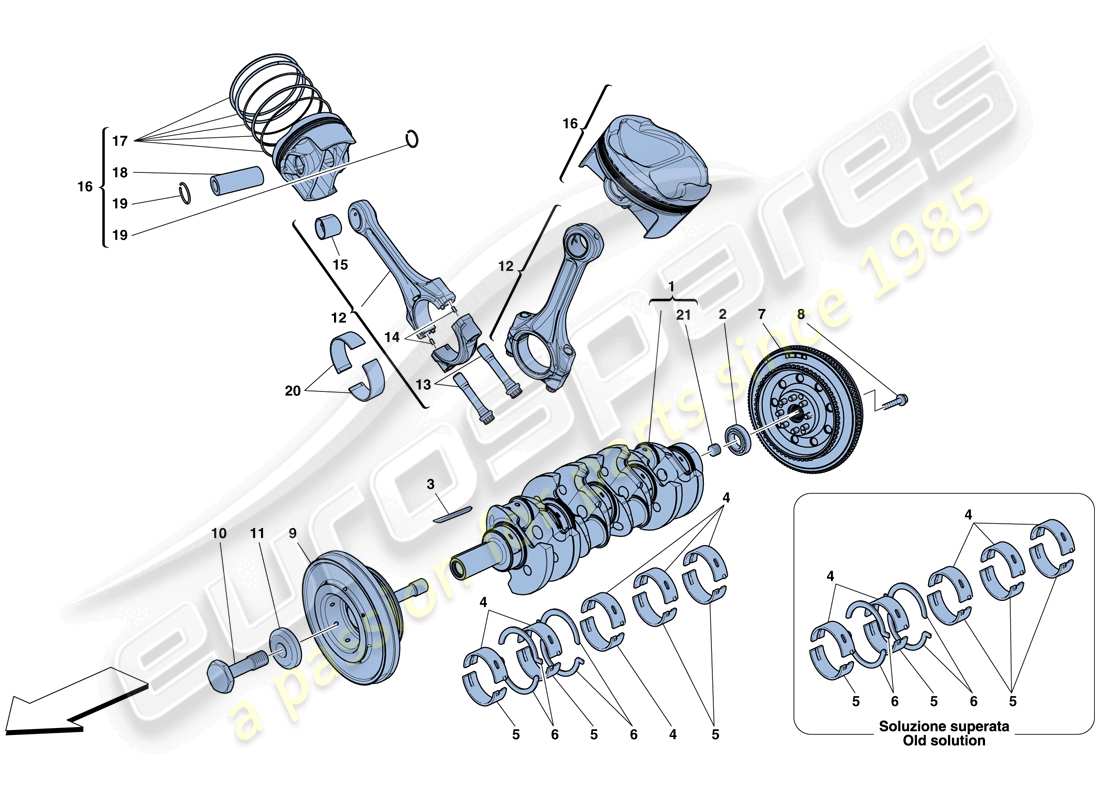 ferrari 458 spider (usa) vilebrequin - bielles et pistons schéma des pièces