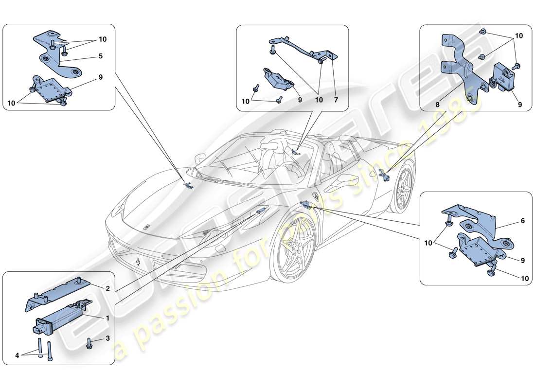 ferrari 458 spider (europe) système de surveillance de la pression des pneus schéma des pièces
