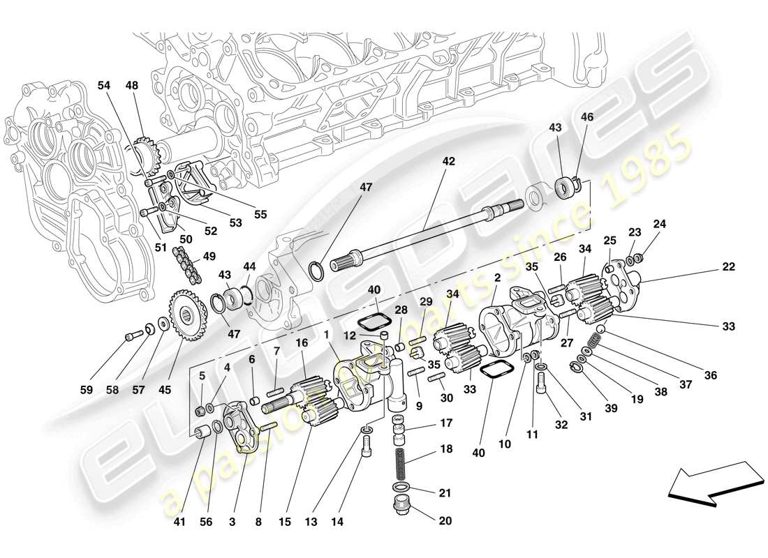 ferrari 612 sessanta (europe) lubrification - pompe à huile schéma des pièces