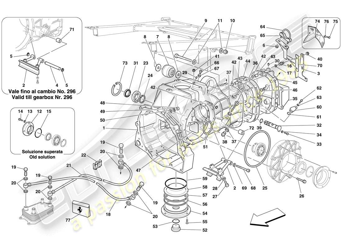 ferrari f430 spider (usa) boîte de vitesses - couvercles schéma des pièces