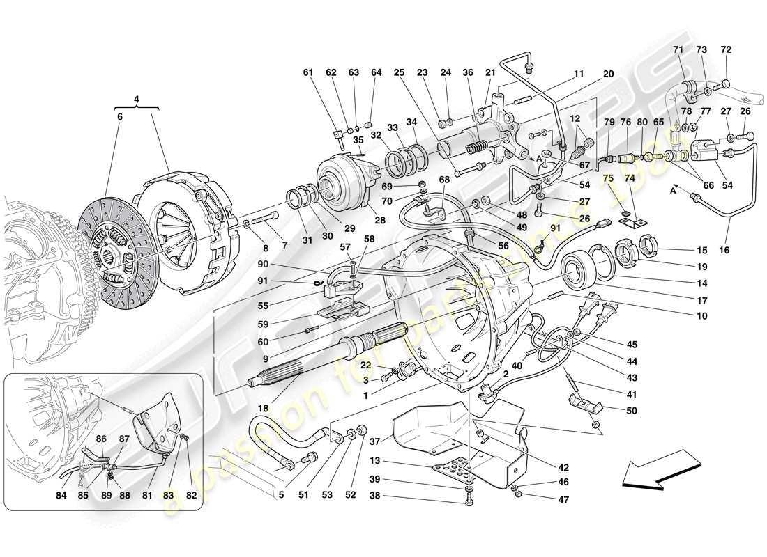 ferrari 612 sessanta (europe) embrayage et commandes schéma des pièces