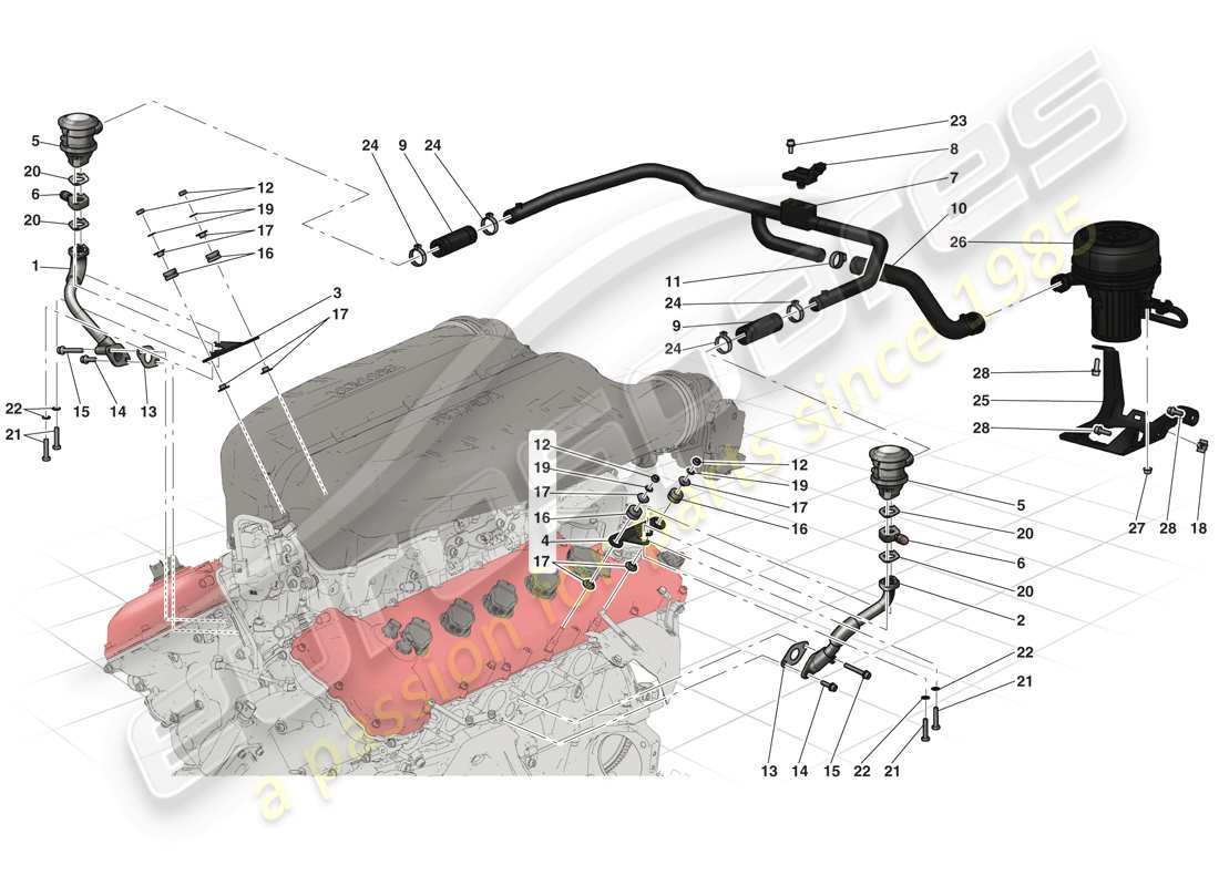 ferrari laferrari (europe) système d'air secondaire schéma des pièces