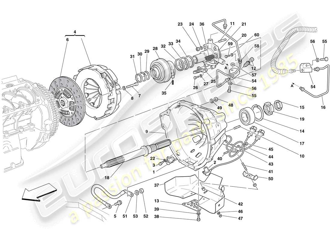 ferrari 612 sessanta (europe) embrayage et commandes schéma des pièces