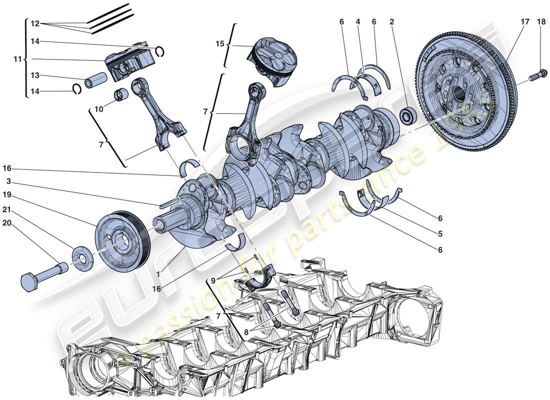 ferrari laferrari aperta (europe) vilebrequin - bielles et pistons schéma des pièces