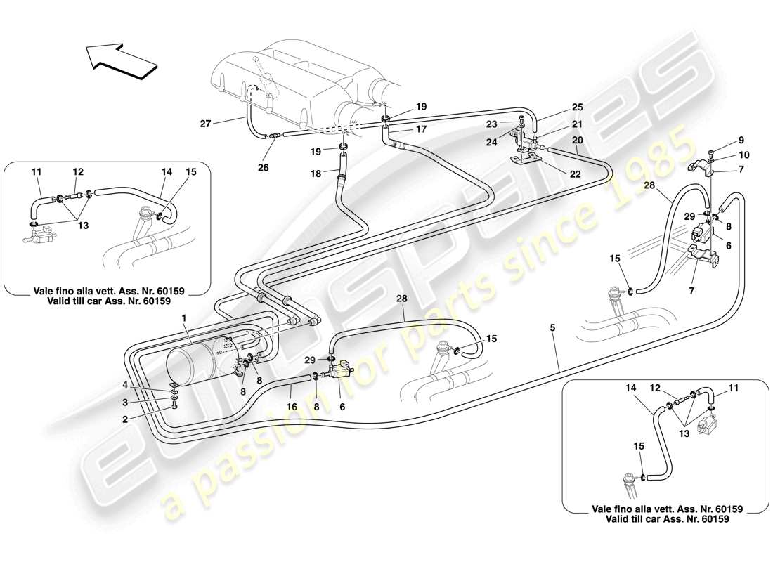 ferrari f430 spider (europe) système d'actionneur pneumatique schéma des pièces